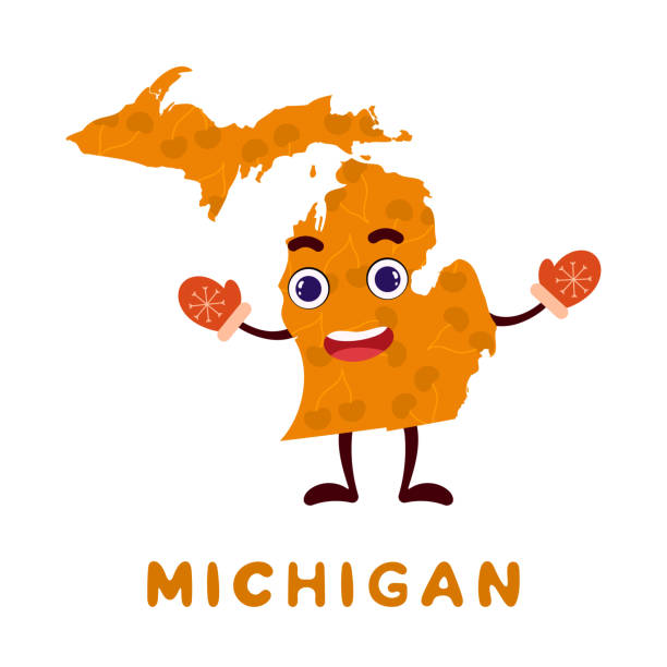 cute-cartoon-michigan-state-character-clipart-illustrated-map-of-of-vector-id1289812770